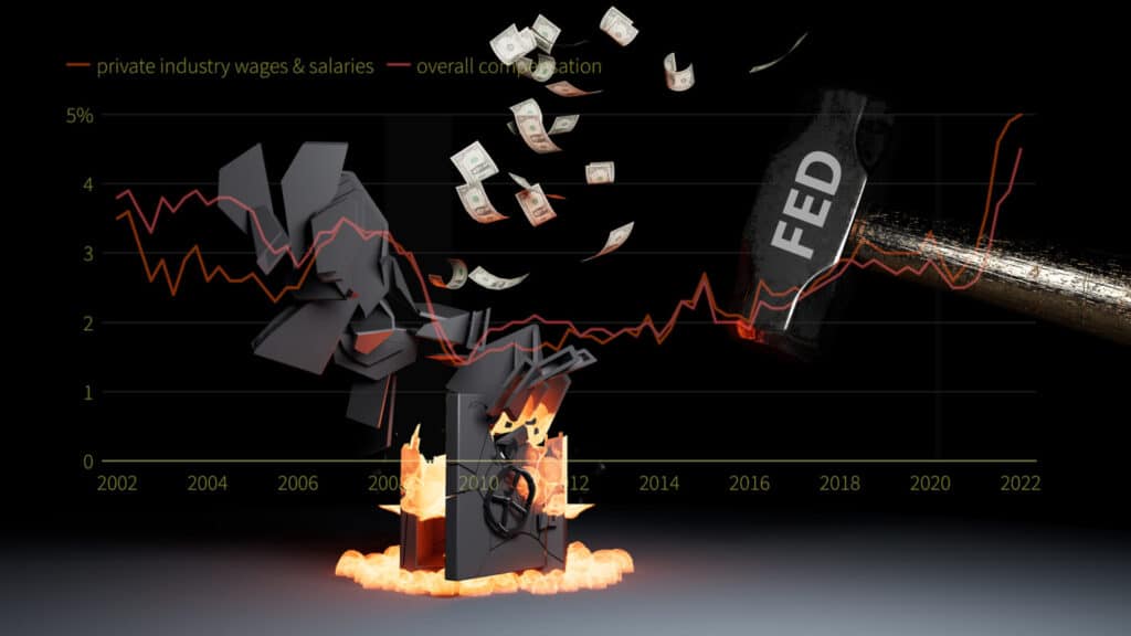 Federal Reserve raises interest rates to knock down inflation concept. representing inflation