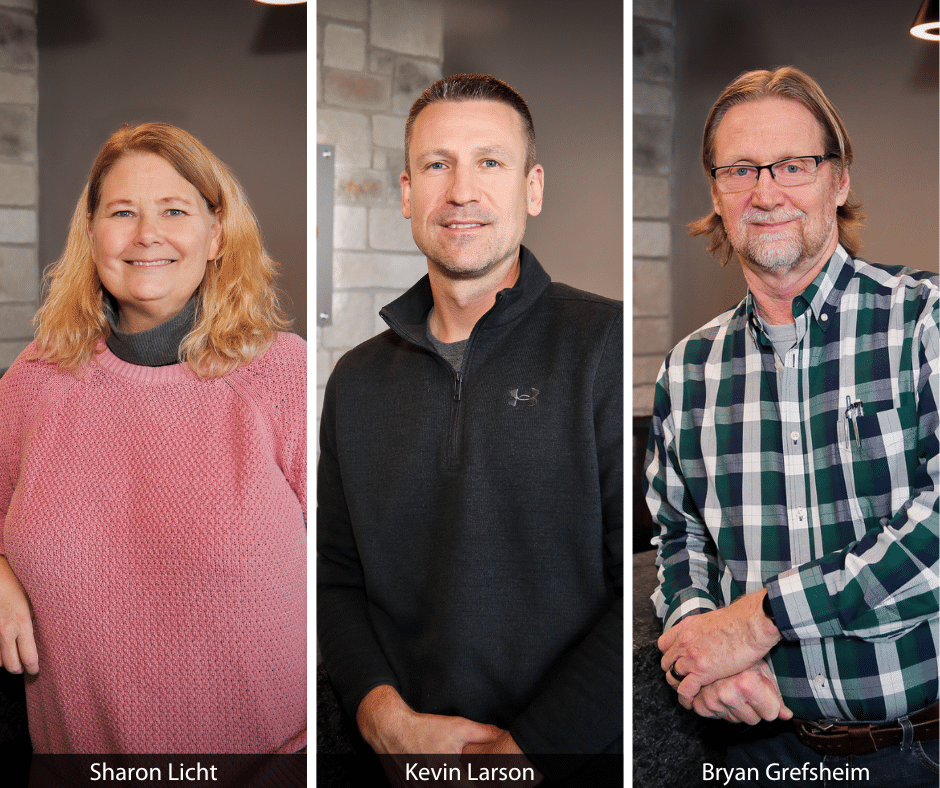 photos of Sharon Licht, Kevin Larson and Bryan Grefsheim who joined DBS Group's design-build team