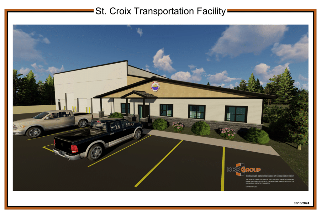 Rendering of the St Croix Transportation Center being built in Hertel WI