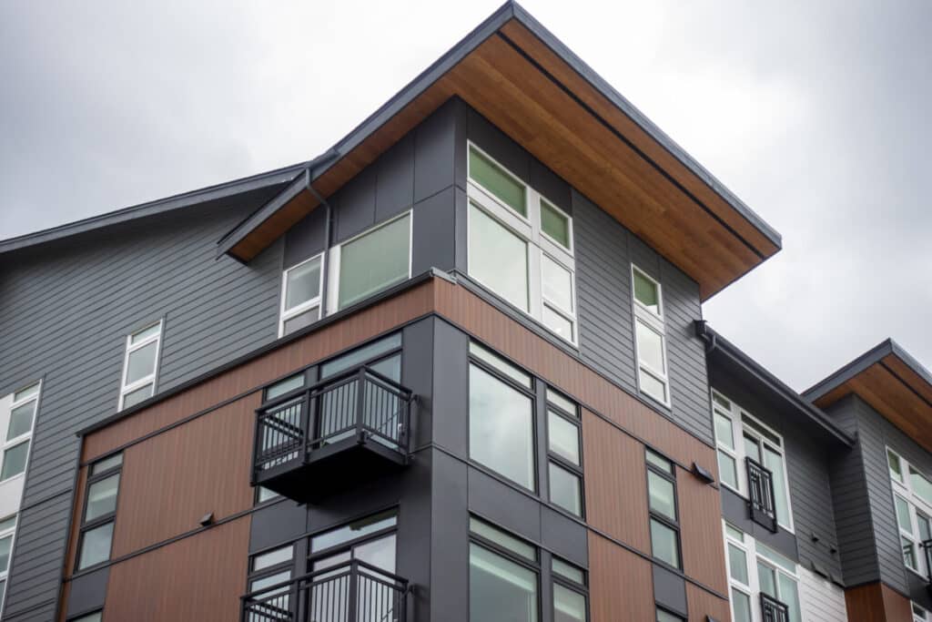 exterior view of apartment building that reflects multifamily design-build trends