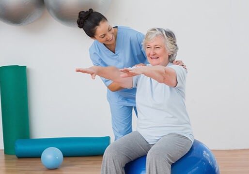elderly person going through physical therapy