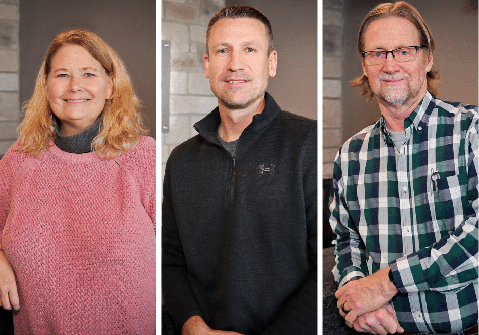 photos of Sharon Licht, Kevin Larson and Bryan Grefsheim who joined DBS Group's design-build team