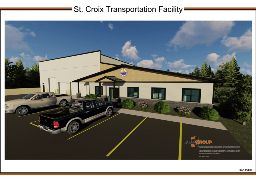 Rendering of the St Croix Transportation Center being built in Hertel WI