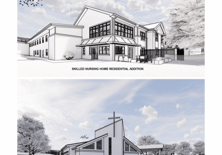 renderings of expanded and renovated Sacred Heart Care Center