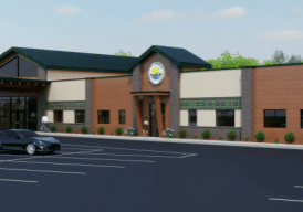 rendering of new st. croix tribal administration center in hertel, wi.