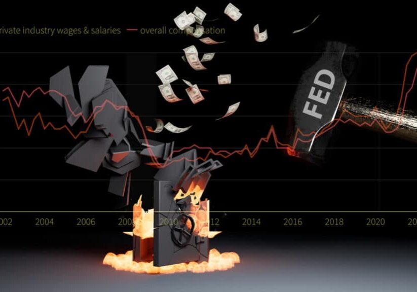 Federal Reserve raises interest rates to knock down inflation concept. representing inflation